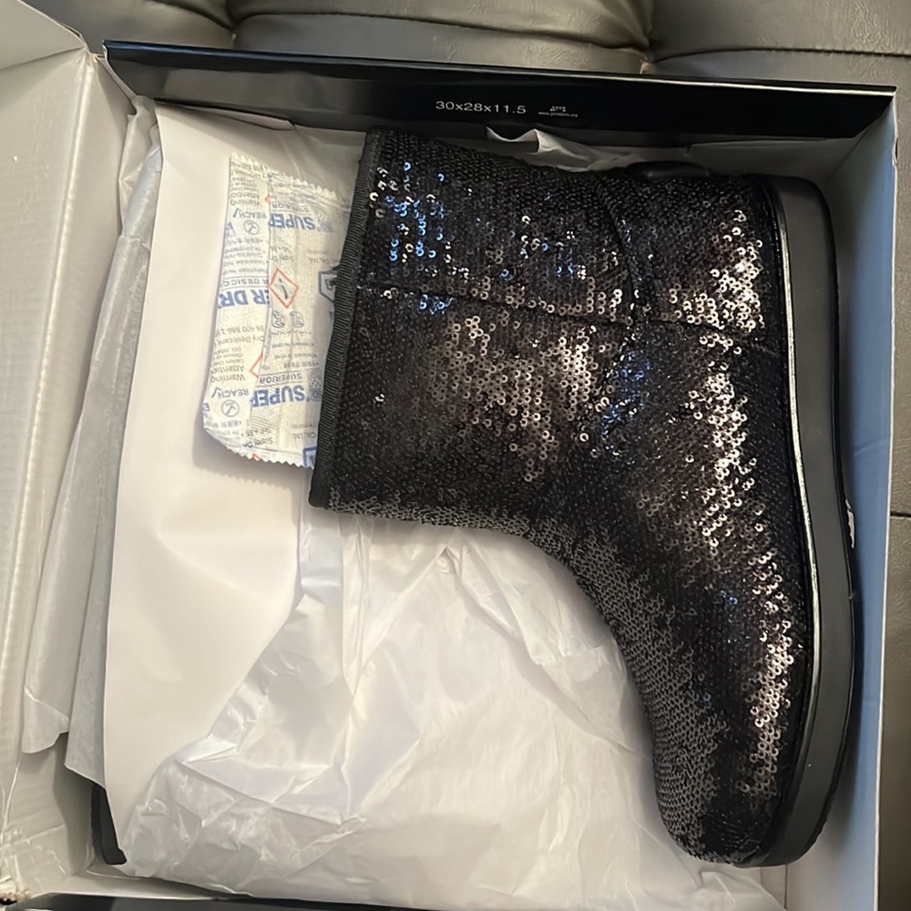 Black sequin boots